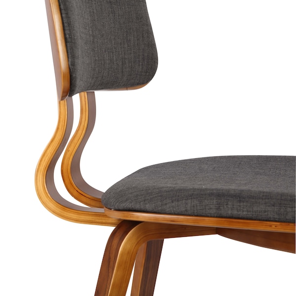 Armen Living Jaguar Mid-Century Dining Chair in Walnut Wood and Charcoal Fabric - LCJASIWACH