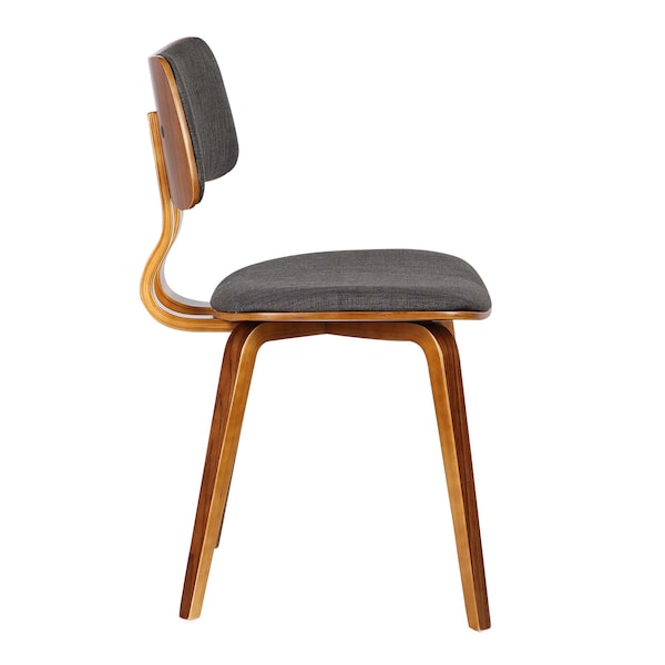 Armen Living Jaguar Mid-Century Dining Chair in Walnut Wood and Charcoal Fabric - LCJASIWACH