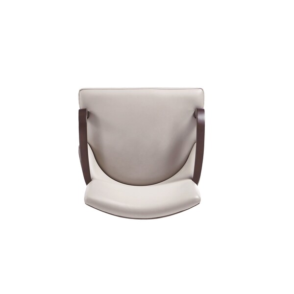 Manhattan Comfort Shubert Faux Leather and Velvet Dining Armchair in Light Grey - DC055AR-LG