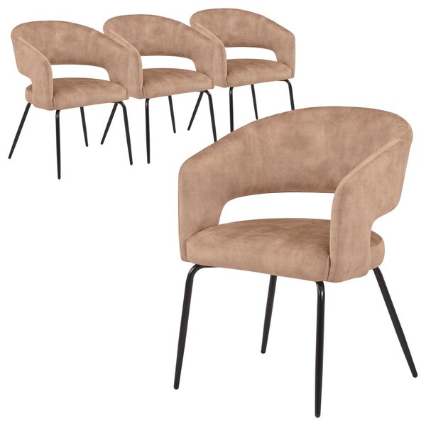 Leisuremod Gavin Series Modern Chair Black Frame in Light Brown, 4PK - GDC52LBR4