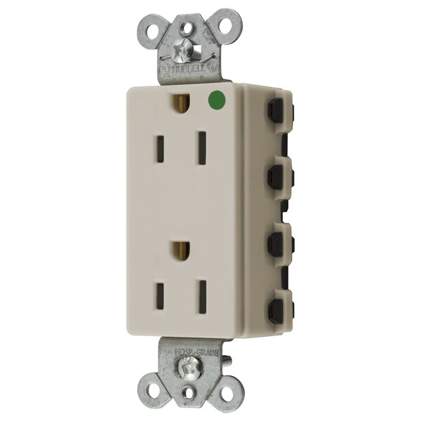 Hubbell Wiring Device-Kellems Straight Blade Devices, Receptacles, Style Line Decorator, SNAPConnect, Hospital Grade, 15A 125V, 2-Pole 3- Wire Grounding, 5-15R, Nylon, USA - SNAP2172LANA