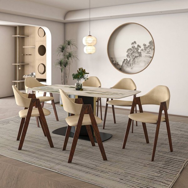 Leisuremod Savor Collection Modern Dining Chair Wood Pattern in Brown - SCW22BR