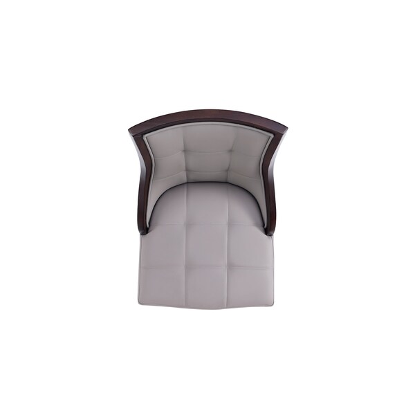 Manhattan Comfort Fifth Avenue Faux Leather Dining Chair Set of Two in Grey and Walnut - DC008-GY