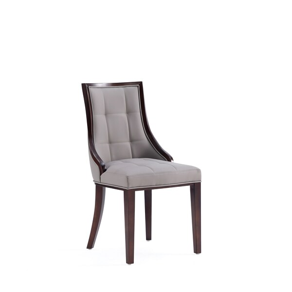 Manhattan Comfort Fifth Avenue Faux Leather Dining Chair Set of Two in Grey and Walnut - DC008-GY