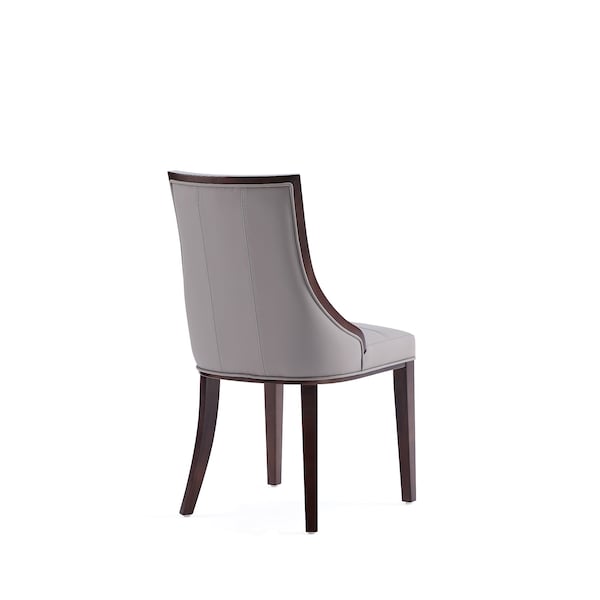 Manhattan Comfort Fifth Avenue Faux Leather Dining Chair Set of Two in Grey and Walnut - DC008-GY