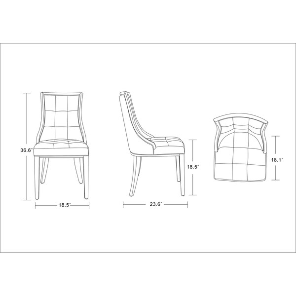 Manhattan Comfort Fifth Avenue Faux Leather Dining Chair Set of Two in Grey and Walnut - DC008-GY