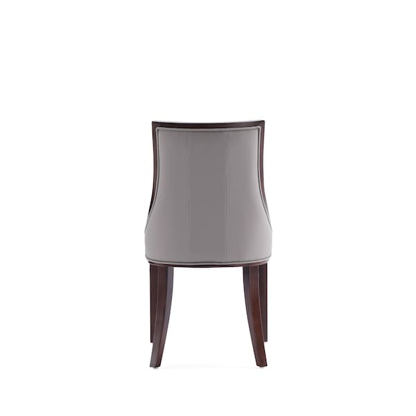 Manhattan Comfort Fifth Avenue Faux Leather Dining Chair Set of Two in Grey and Walnut - DC008-GY