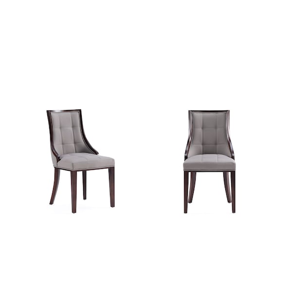 Manhattan Comfort Fifth Avenue Faux Leather Dining Chair Set of Two in Grey and Walnut - DC008-GY