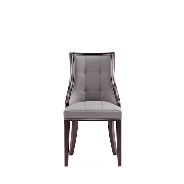 Manhattan Comfort Fifth Avenue Faux Leather Dining Chair Set of Two in Grey and Walnut - DC008-GY