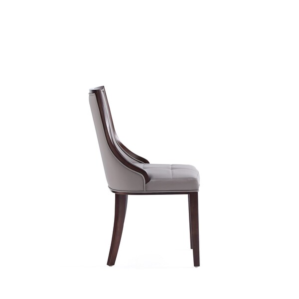 Manhattan Comfort Fifth Avenue Faux Leather Dining Chair Set of Two in Grey and Walnut - DC008-GY