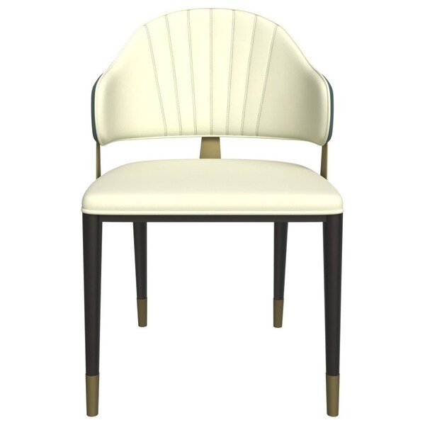 Leisuremod Aria Modern Dining Chair in Leather and Iron Legs with Curved Back in Green, 4PK - AC45G4