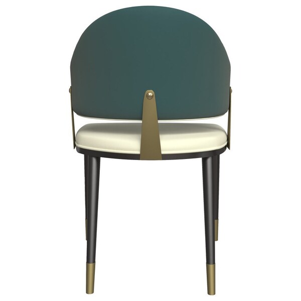Leisuremod Aria Modern Dining Chair in Leather and Iron Legs with Curved Back in Green, 4PK - AC45G4
