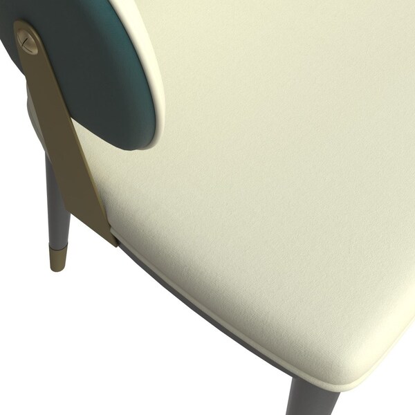 Leisuremod Aria Modern Dining Chair in Leather and Iron Legs with Curved Back in Green, 4PK - AC45G4