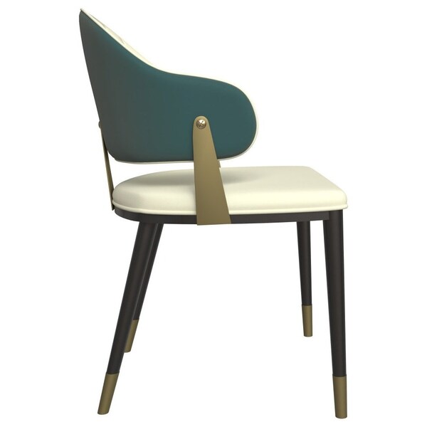 Leisuremod Aria Modern Dining Chair in Leather and Iron Legs with Curved Back in Green, 4PK - AC45G4