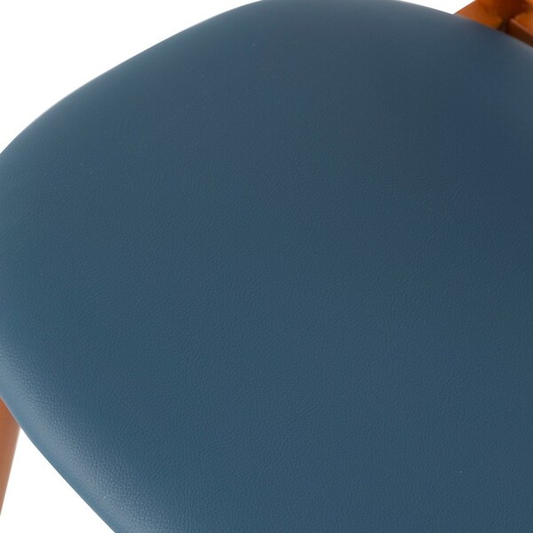 Leisuremod Holbeck Dining Chair with Upholstered Leather Seat and Beech Wood Legs, Navy Blue - HC18NBU