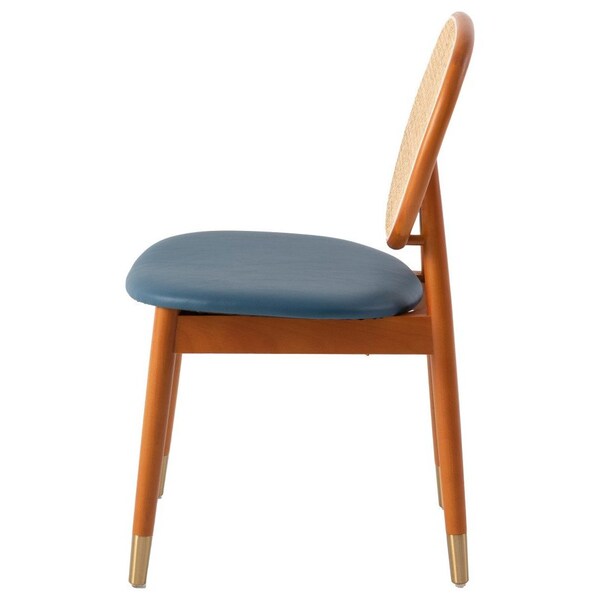 Leisuremod Holbeck Dining Chair with Upholstered Leather Seat and Beech Wood Legs, Navy Blue - HC18NBU