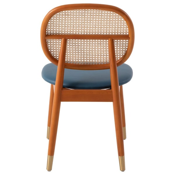 Leisuremod Holbeck Dining Chair with Upholstered Leather Seat and Beech Wood Legs, Navy Blue - HC18NBU