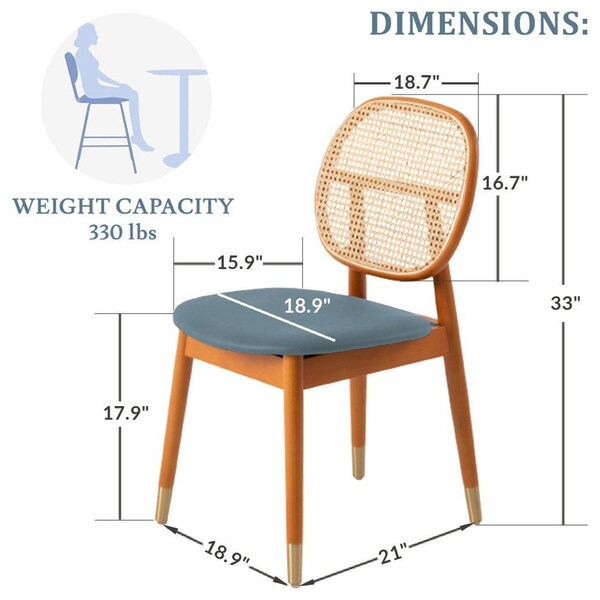 Leisuremod Holbeck Dining Chair with Upholstered Leather Seat and Beech Wood Legs, Navy Blue - HC18NBU