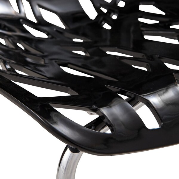 Leisuremod Modern Asbury Dining Chair with Chromed Legs, Black, 2PK - AC16BL2