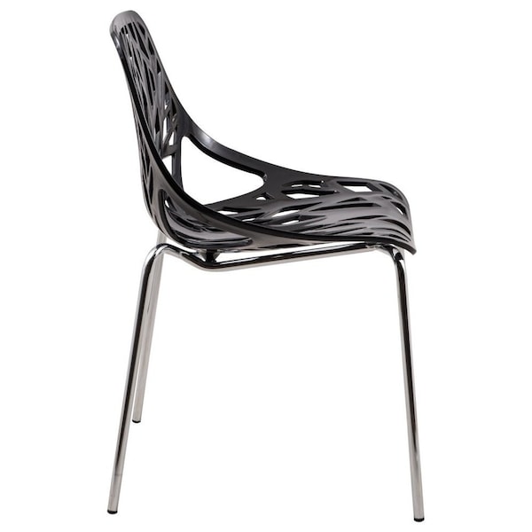 Leisuremod Modern Asbury Dining Chair with Chromed Legs, Black, 2PK - AC16BL2