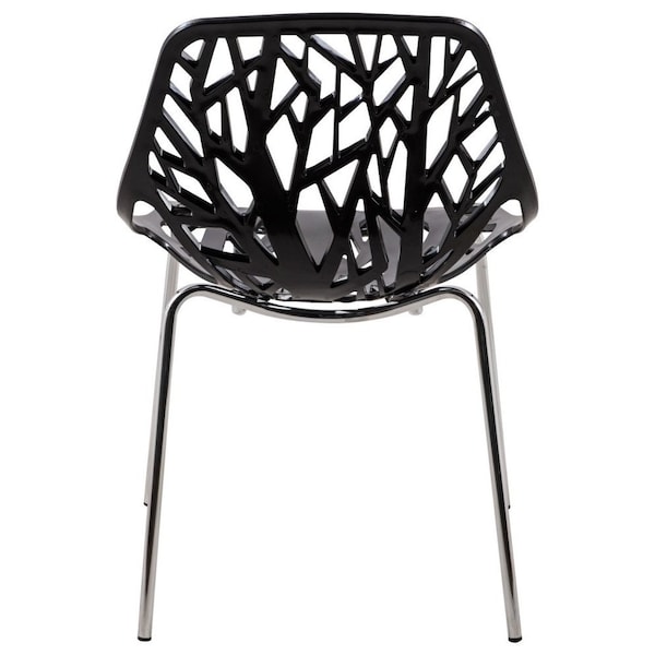 Leisuremod Modern Asbury Dining Chair with Chromed Legs, Black, 2PK - AC16BL2