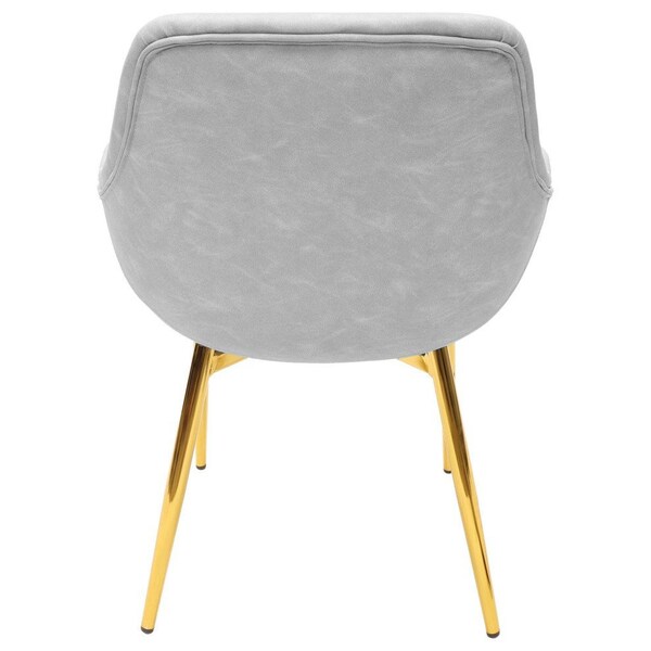 Leisuremod Markley Modern Leather Dining Arm Chair With Gold Metal Legs, Light Grey - ECG26LGR