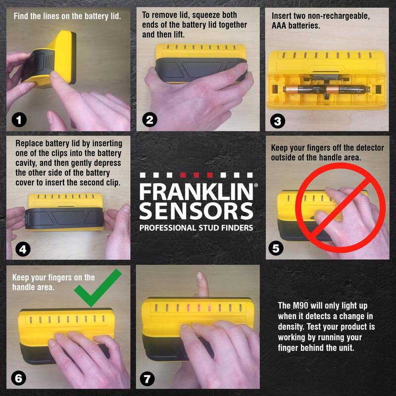 Franklin Sensors ProSensor M90 Full Width Center and Edge Stud Finder with 9-Sensors, Wood & Metal Stud Locator/Wall Scanner - FSM9002