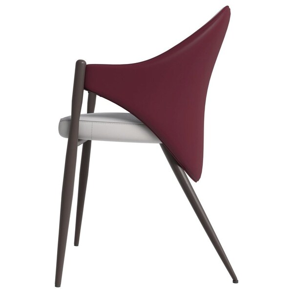 Leisuremod Sante Modern Leather Dining Arm Chair with Iron Legs in White/Bordouex, 4PK - SC53WB4