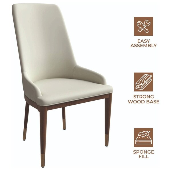Leisuremod Viva Collection Modern Wooden Dining Chair in Taupe, 4PK - VC24TP4
