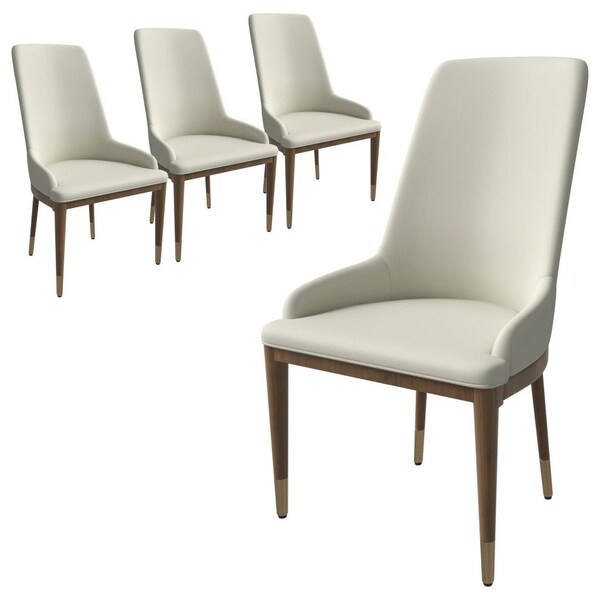 Leisuremod Viva Collection Modern Wooden Dining Chair in Taupe, 4PK - VC24TP4