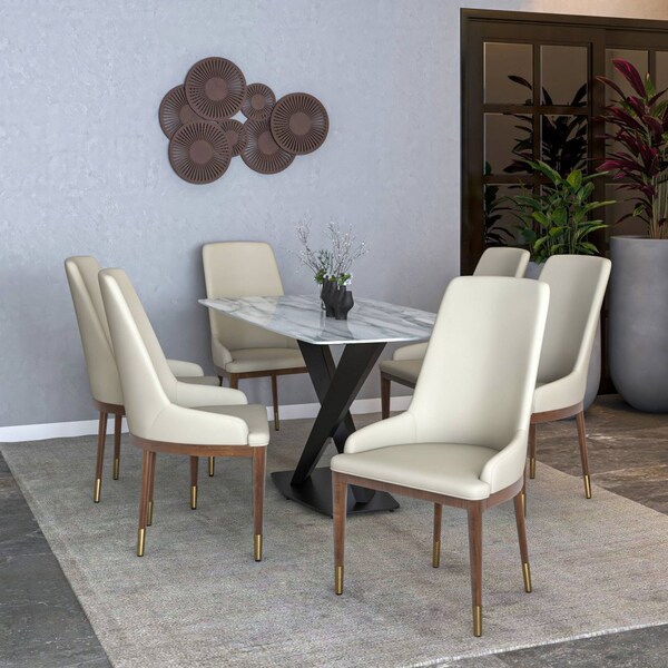 Leisuremod Viva Collection Modern Wooden Dining Chair in Taupe, 4PK - VC24TP4