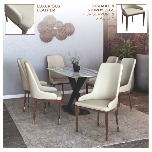 Leisuremod Viva Collection Modern Wooden Dining Chair in Taupe, 4PK - VC24TP4