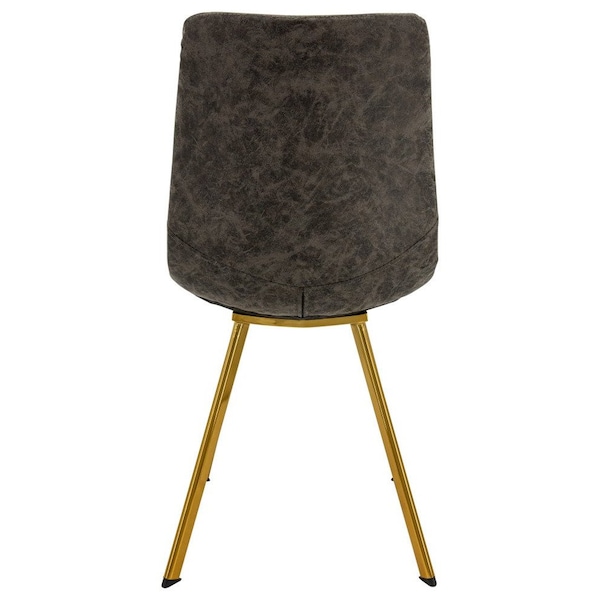 Leisuremod Markley Modern Leather Dining Chair with Gold Legs, Grey - MCG18GR