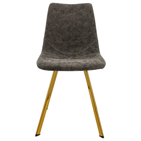 Leisuremod Markley Modern Leather Dining Chair with Gold Legs, Grey - MCG18GR