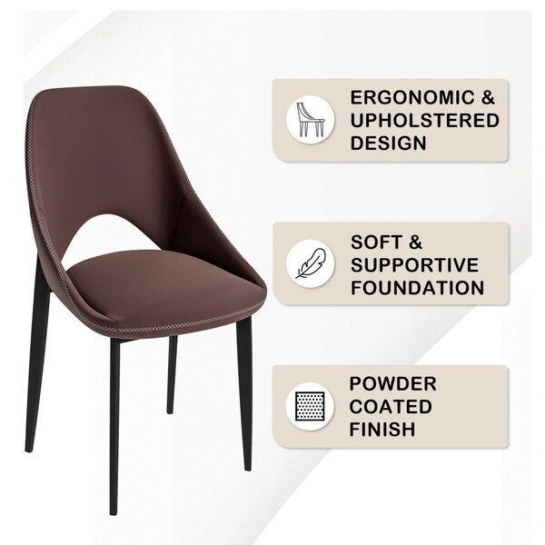 Leisuremod Amalfi Collection Fabric Modern Dining Chair in Plum Purple - AC48PR
