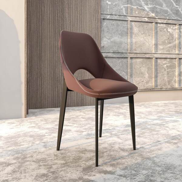 Leisuremod Amalfi Collection Fabric Modern Dining Chair in Plum Purple - AC48PR