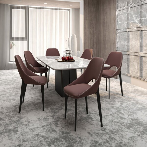 Leisuremod Amalfi Collection Fabric Modern Dining Chair in Plum Purple - AC48PR