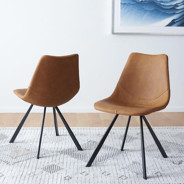 Safavieh 23.8 x 19 x 32.5 in. Kayne Dining Chair, Cognac & Black, 2PK - DCH3010B-SET2