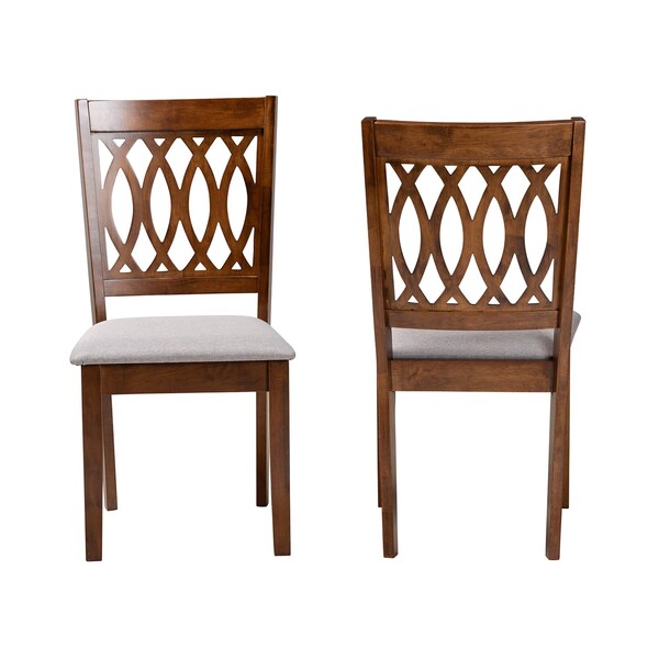 Baxton Studio Florencia Modern Grey Fabric and Walnut Brown Finished Wood 2-Piece Dining Chair Set, PR - 231-2PC-13208-ZORO