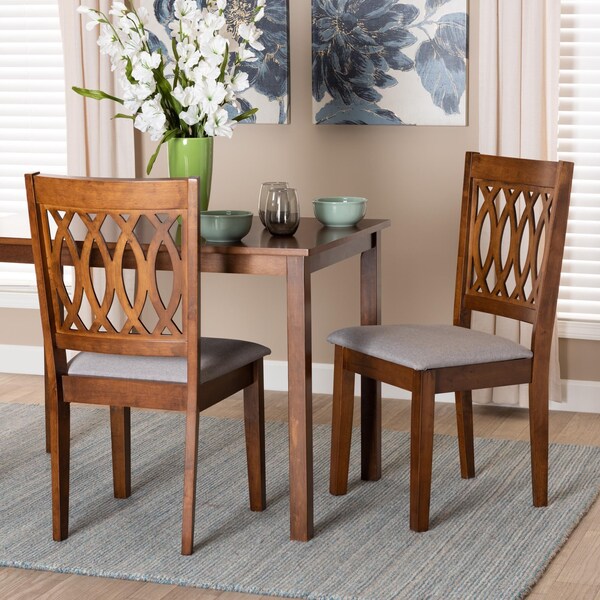 Baxton Studio Florencia Modern Grey Fabric and Walnut Brown Finished Wood 2-Piece Dining Chair Set, PR - 231-2PC-13208-ZORO