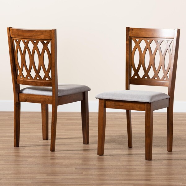 Baxton Studio Florencia Modern Grey Fabric and Walnut Brown Finished Wood 2-Piece Dining Chair Set, PR - 231-2PC-13208-ZORO