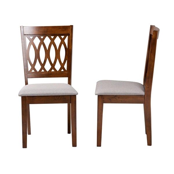 Baxton Studio Florencia Modern Grey Fabric and Walnut Brown Finished Wood 2-Piece Dining Chair Set, PR - 231-2PC-13208-ZORO