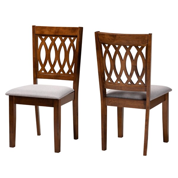 Baxton Studio Florencia Modern Grey Fabric and Walnut Brown Finished Wood 2-Piece Dining Chair Set, PR - 231-2PC-13208-ZORO