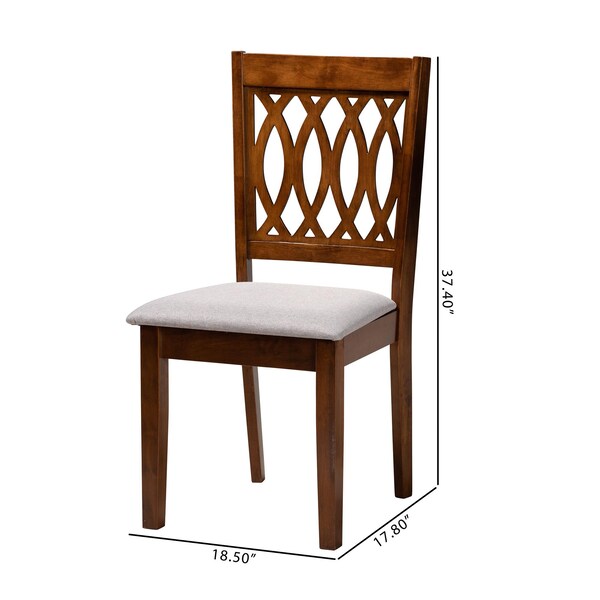 Baxton Studio Florencia Modern Grey Fabric and Walnut Brown Finished Wood 2-Piece Dining Chair Set, PR - 231-2PC-13208-ZORO