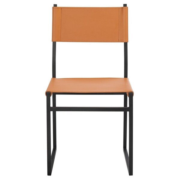 Safavieh 35 x 18 x 18.8 in. Layne Dining Chair, Cognac & Black, 2PK - DCH3003D-SET2