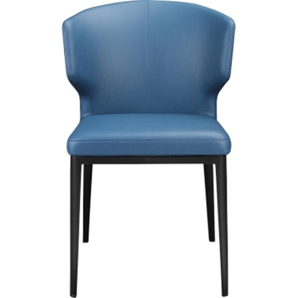 Moes Home Collection Delaney Side Dining Chair Steel Blue Leatherette on Metal Legs - EJ-1018-28