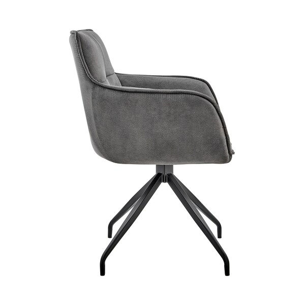 Armen Living Noah Dining Room Accent Chair in Charcoal Fabric and Black Metal Legs - LCNHCHCHA