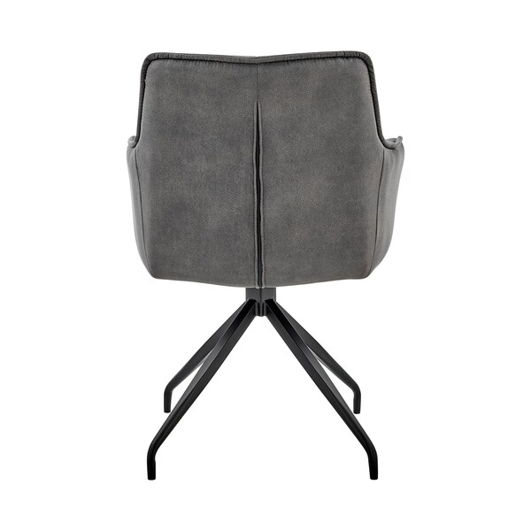 Armen Living Noah Dining Room Accent Chair in Charcoal Fabric and Black Metal Legs - LCNHCHCHA