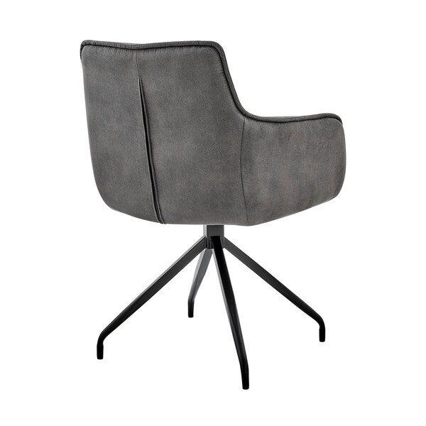 Armen Living Noah Dining Room Accent Chair in Charcoal Fabric and Black Metal Legs - LCNHCHCHA