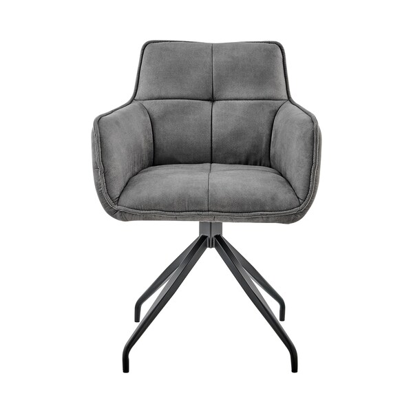 Armen Living Noah Dining Room Accent Chair in Charcoal Fabric and Black Metal Legs - LCNHCHCHA